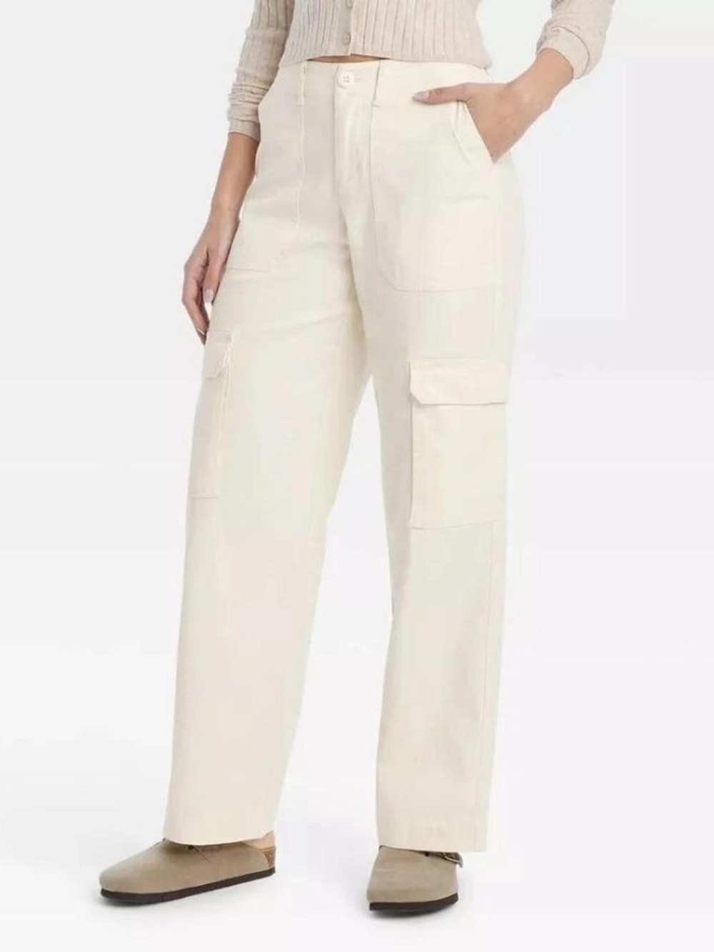 Universal Thread Wide-Leg Cargo Pants in Cream